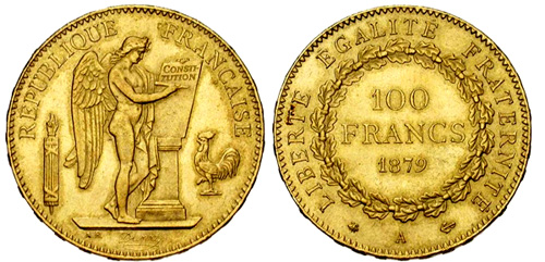 100 Francs or 1907 var tranche en relief Liberte Egalite Fraternite 