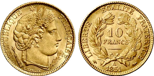 10 Francs or 1851 Ceres