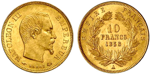 10 Francs or 1856 Napoleon III grand module