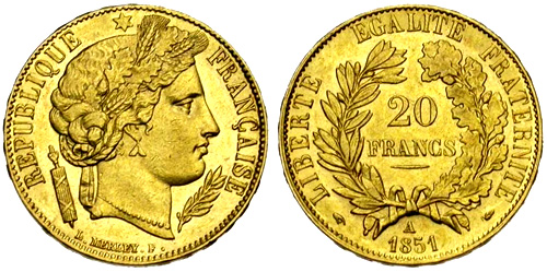 20 Francs or 1850 Ceres