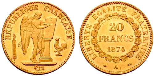 20 Francs or 1887 Genie