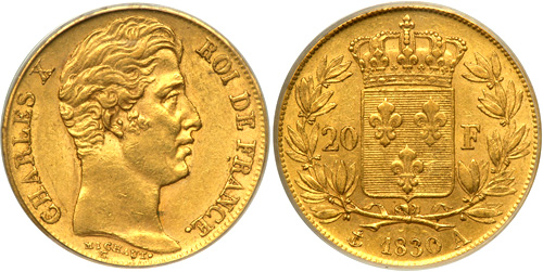 20 Francs or 1827 Charles X