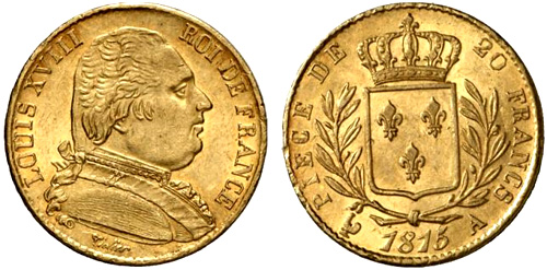 20 Francs or 1815 buste habille