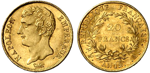 20 Francs or An 12 Napoleon Empereur