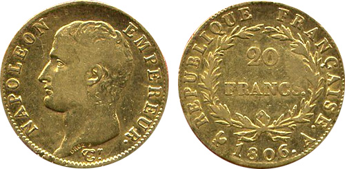 20 Francs or 1806 Napoleon Ier tete nue