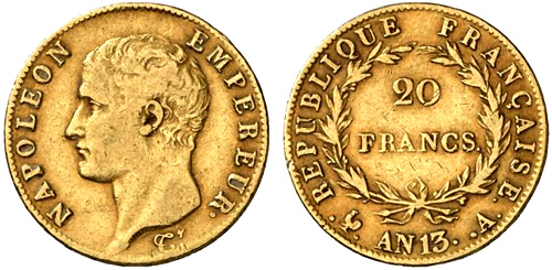 20 Francs or An 14 Napoleon Ier tete nue