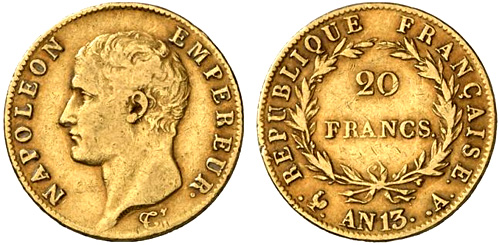 20 Francs or An 13 Napoleon Ier tete nue