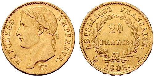 20 Francs or 1807 au revers REPUBLIQUE
