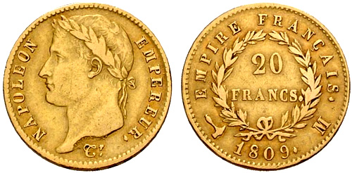 20 Francs or 1811 au revers EMPIRE