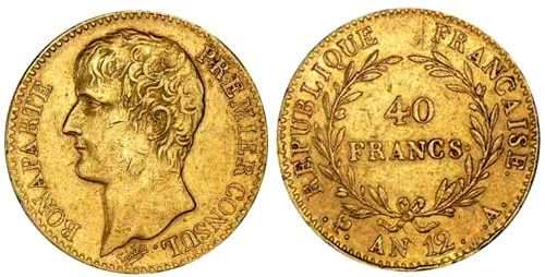 40 Francs or An 12 Bonaparte Premier Consul