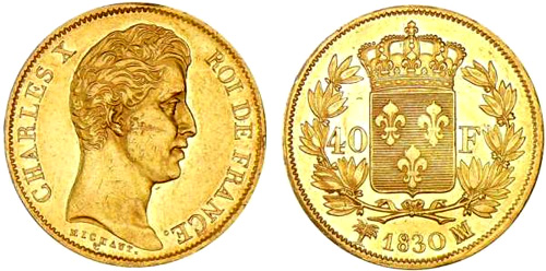40 Francs or 1830 A tranche en relief