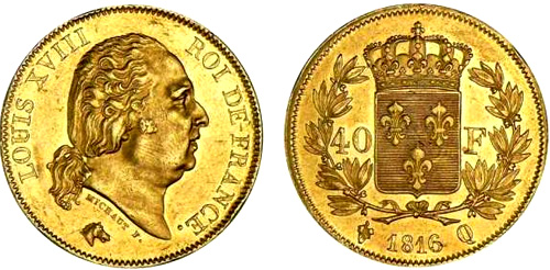 40 Francs or 1818 Louis XVIII
