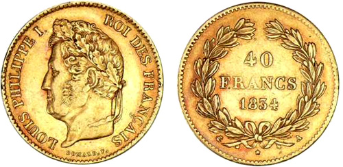 40 Francs or 1839 Louis Philippe I