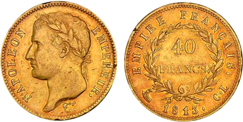 40 Francs or 1810 au revers EMPIRE
