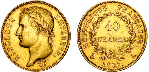 40 Francs or 1807 au revers REPUBLIQUE