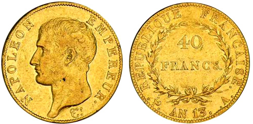 40 Francs or An 14 Napoleon Empereur